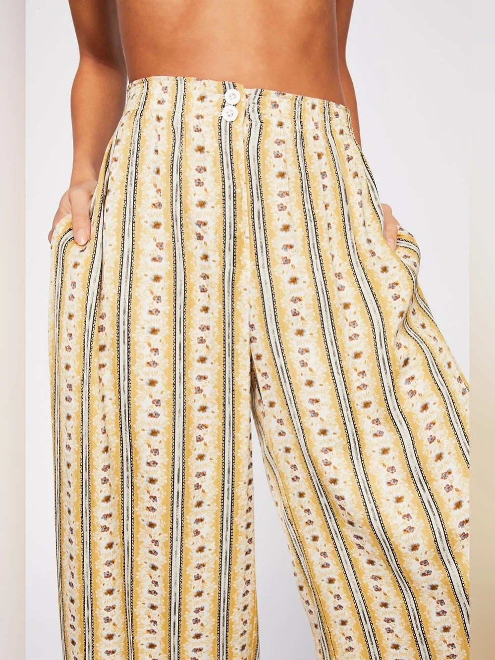 FREE PEOPLE Take‎ Your Tie Off Pants Wide Leg Tea Combo S